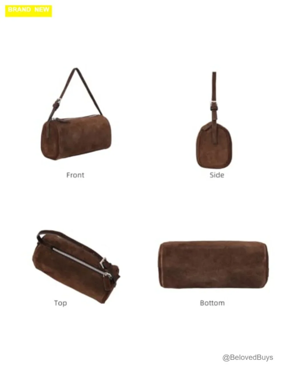 Genuine Leather Small Barrel Hobo Crossbody Bag with Adjustable Strap Top